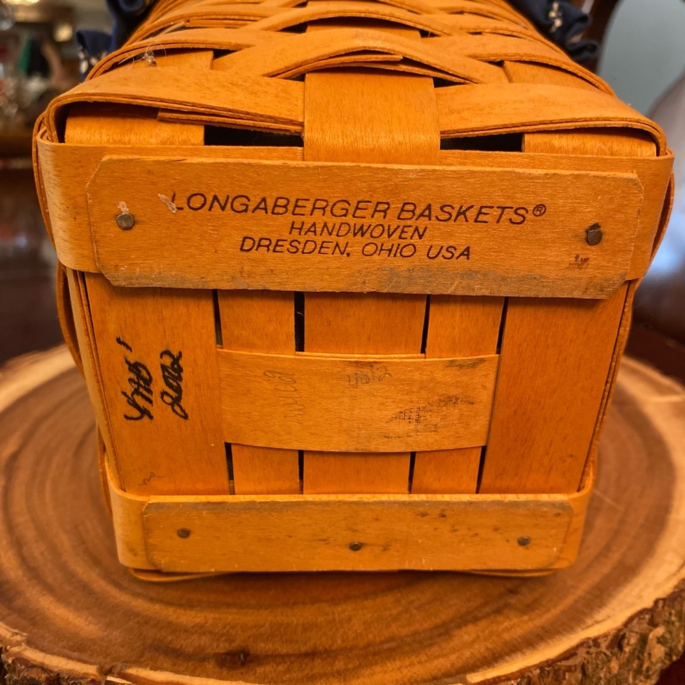 🧺Longaberger Medium Spoon Basket with Blue Heritage Liner and Protector - Picture 4 of 11